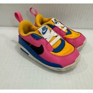 Nike Max 90 Baby Crib Shoes Sneakers CI0424-700 University Gold Pink Black 4C